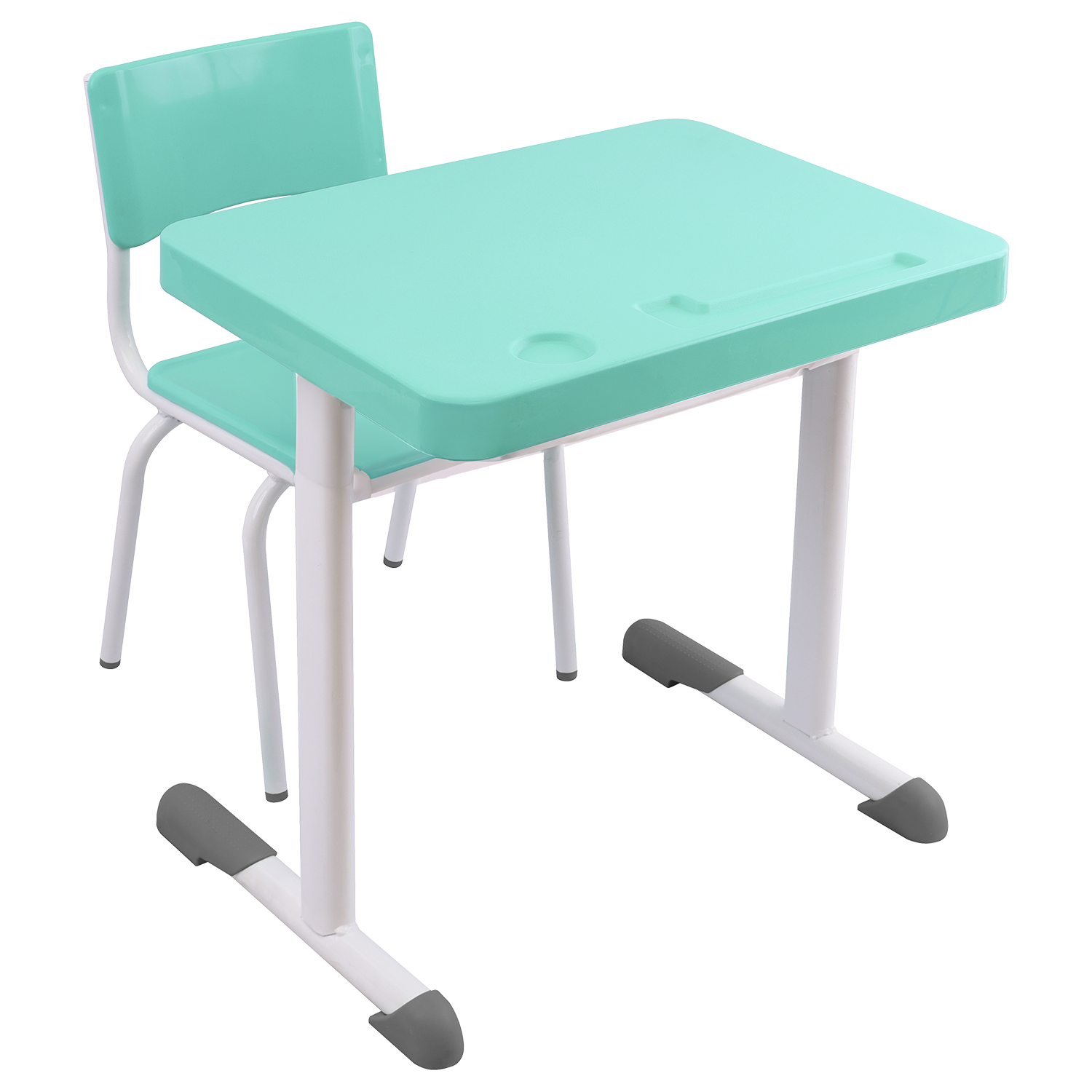 Conjunto Escolar Retangular (Mesa e Cadeira) - MATERNAL (01 a 03 ANOS) - Tampo PP - Verde Água