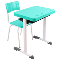 Conjunto Escolar Retangular (Mesa e Cadeira) – JUVENIL (06 a 10 ANOS) – Tampo PP – Verde Água