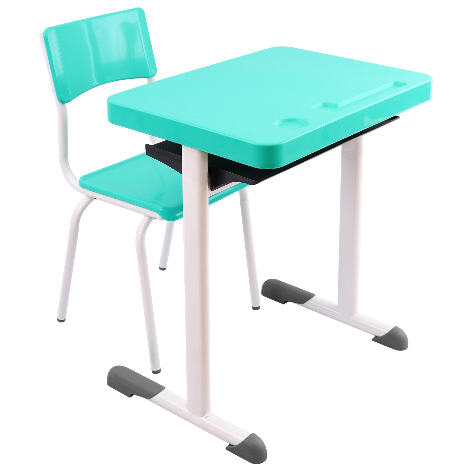 Conjunto Escolar Retangular (Mesa e Cadeira) – JUVENIL (06 a 10 ANOS) – Tampo PP – Verde Água