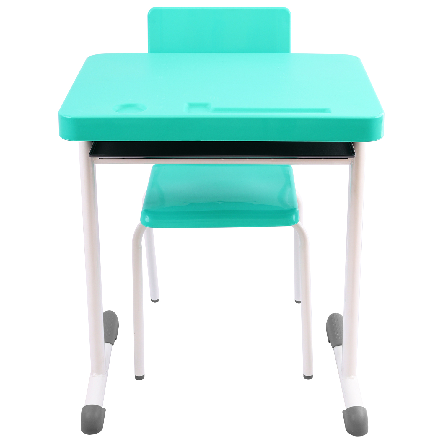 Conjunto Escolar Retangular (Mesa e Cadeira) – JUVENIL (06 a 10 ANOS) – Tampo PP – Verde Água - Imagem 3