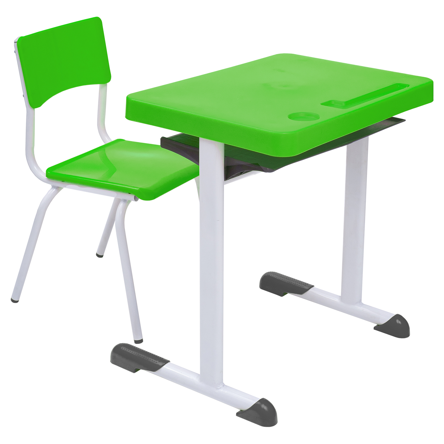 Conjunto Escolar Retangular (Mesa e Cadeira) – JUVENIL (06 a 10 ANOS) – Tampo PP – Verde Limão