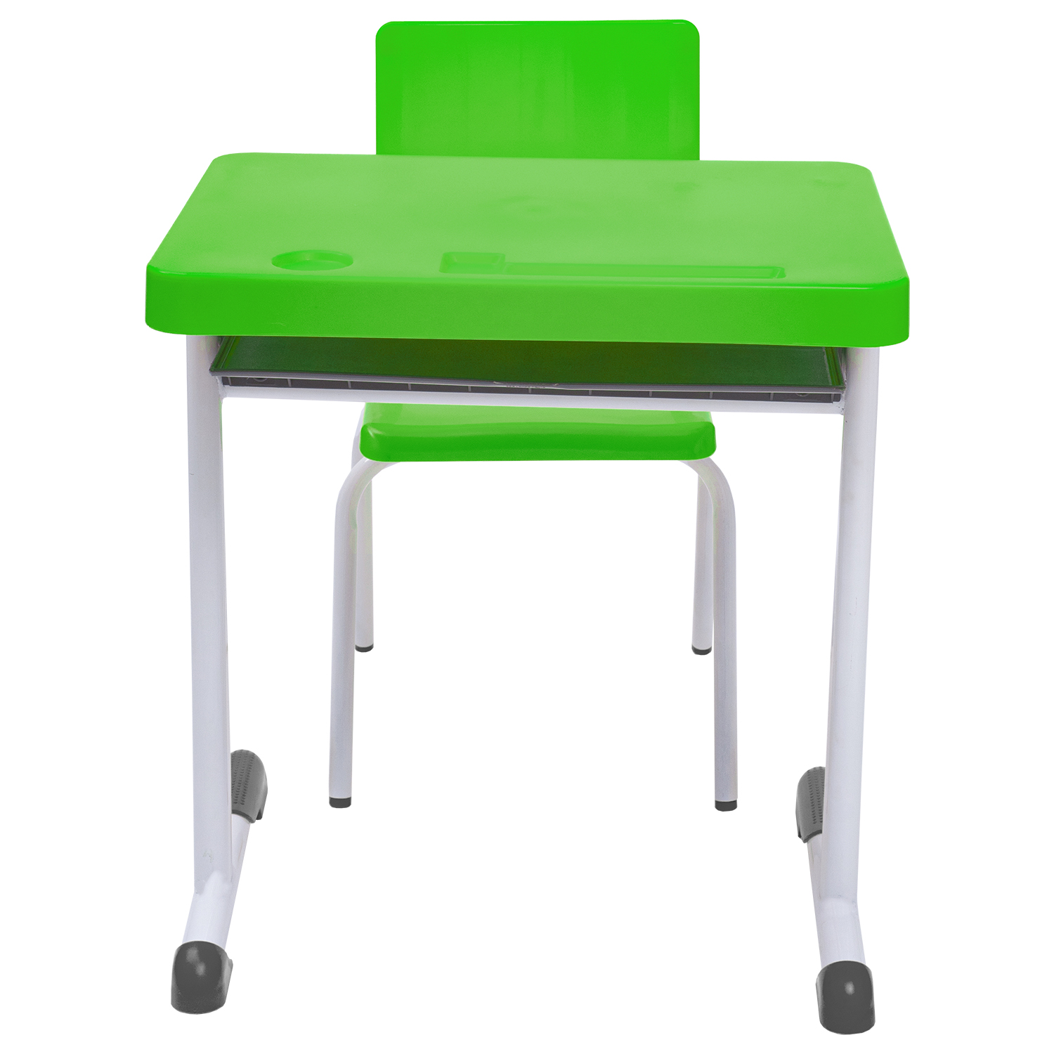 Conjunto Escolar Retangular (Mesa e Cadeira) – JUVENIL (06 a 10 ANOS) – Tampo PP – Verde Limão - Imagem 3