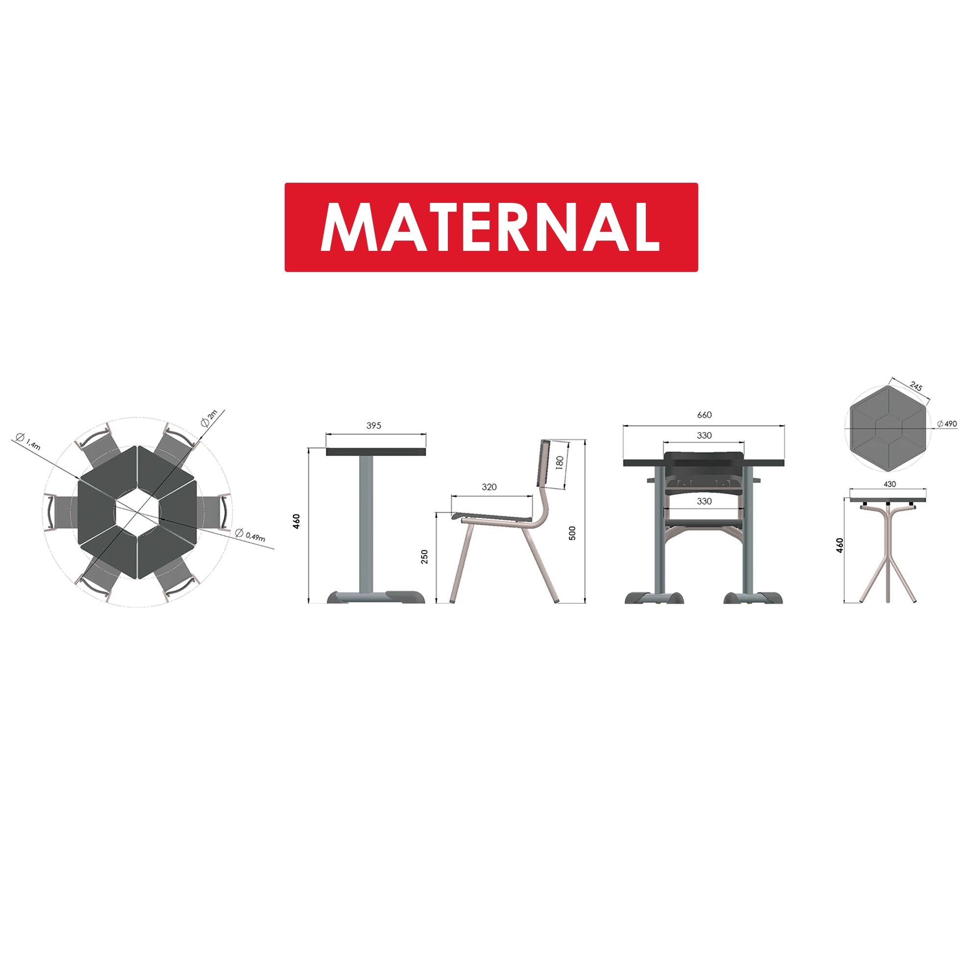 Conjunto Escolar Trapézio (06 Mesas e 06 Cadeiras + Mesa Central) – MATERNAL (01 a 03 ANOS) - Imagem 9
