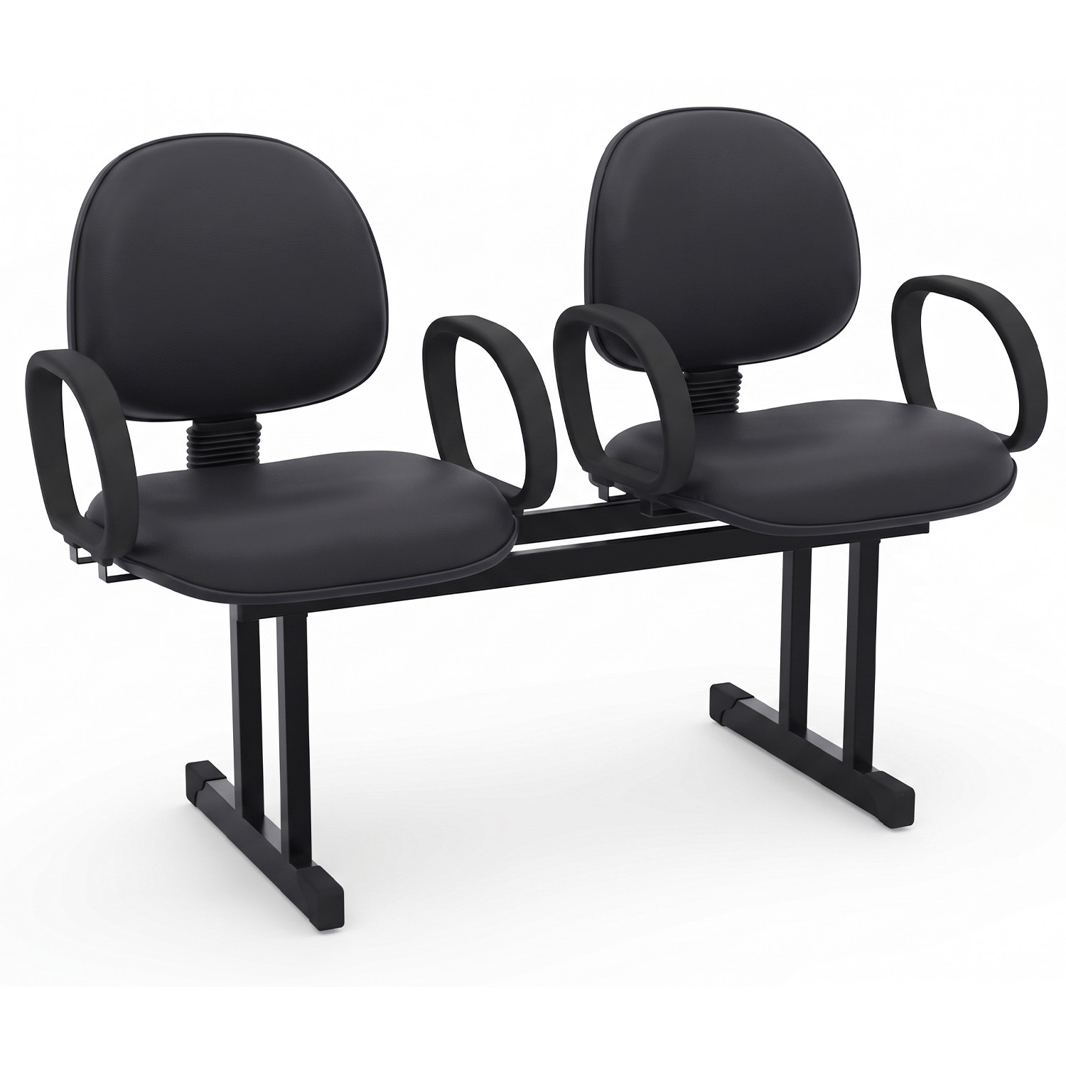 LONGARINA EXECUTIVA LISA - 02 LUGARES - BRAÇO FIXO CORSA - COURVIN PRETO