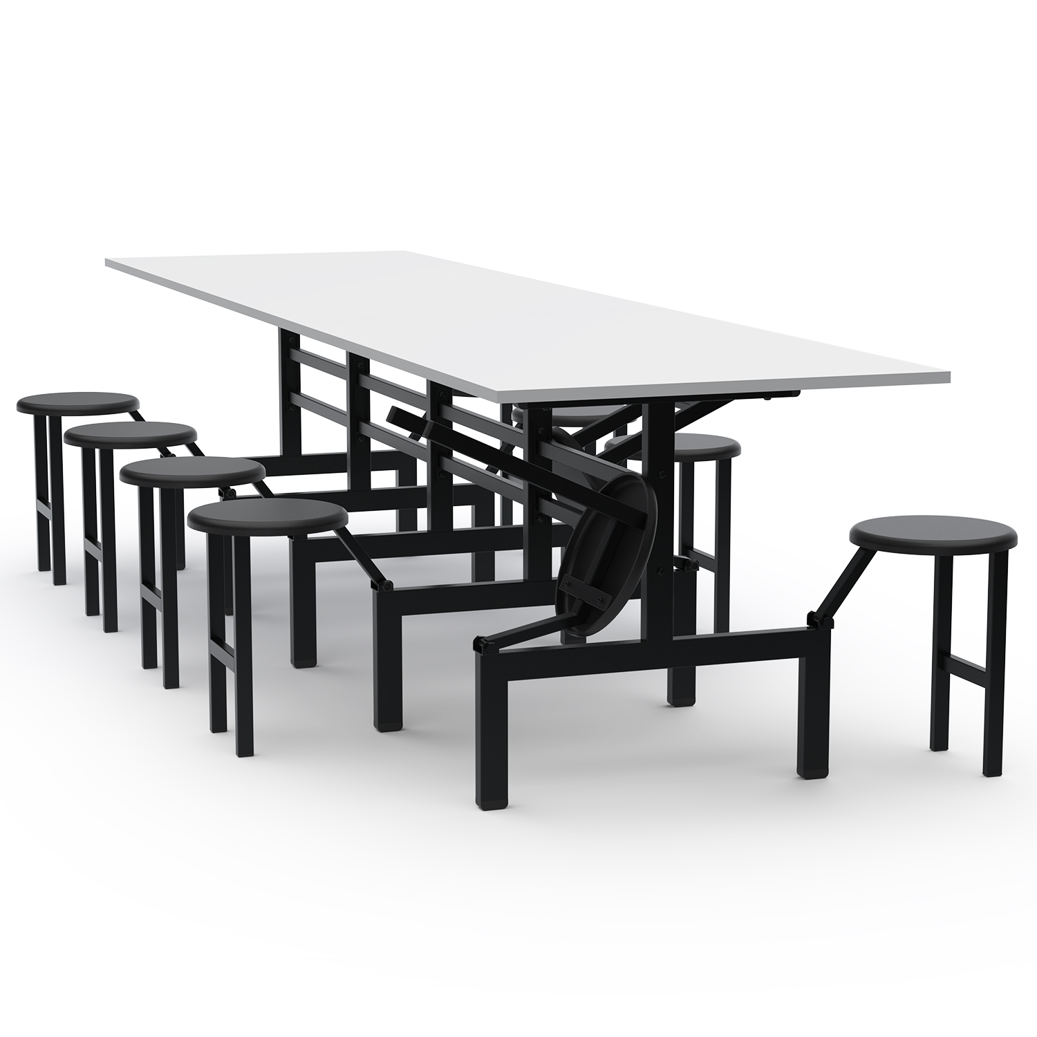 MESA REFEITÓRIO C/ ASSENTO ESCAMOTEÁVEL - TAMPO MDF - 10 LUGARES PP
