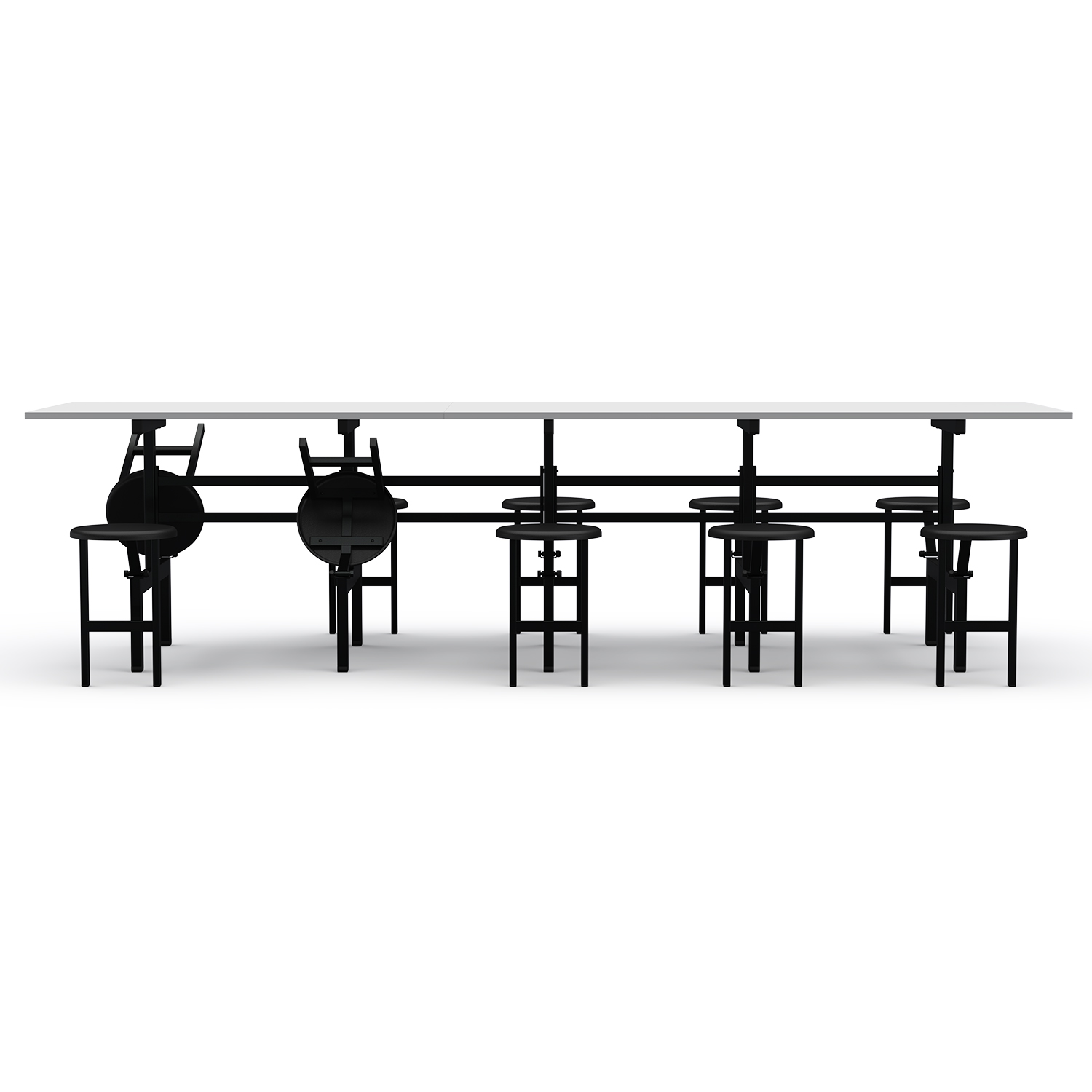 MESA REFEITÓRIO C/ ASSENTO ESCAMOTEÁVEL - TAMPO MDF - 10 LUGARES PP - Imagem 2