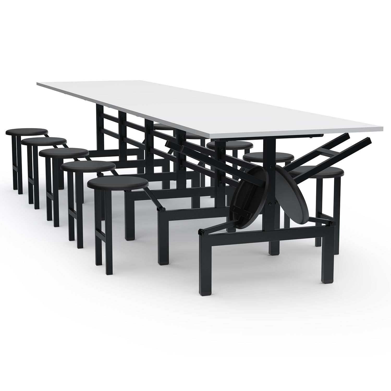 MESA REFEITÓRIO C/ ASSENTO ESCAMOTEÁVEL - TAMPO MDF - 12 LUGARES PP
