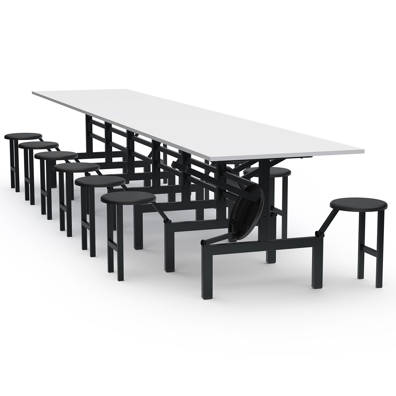 MESA REFEITÓRIO C/ ASSENTO ESCAMOTEÁVEL - TAMPO MDF - 14 LUGARES PP