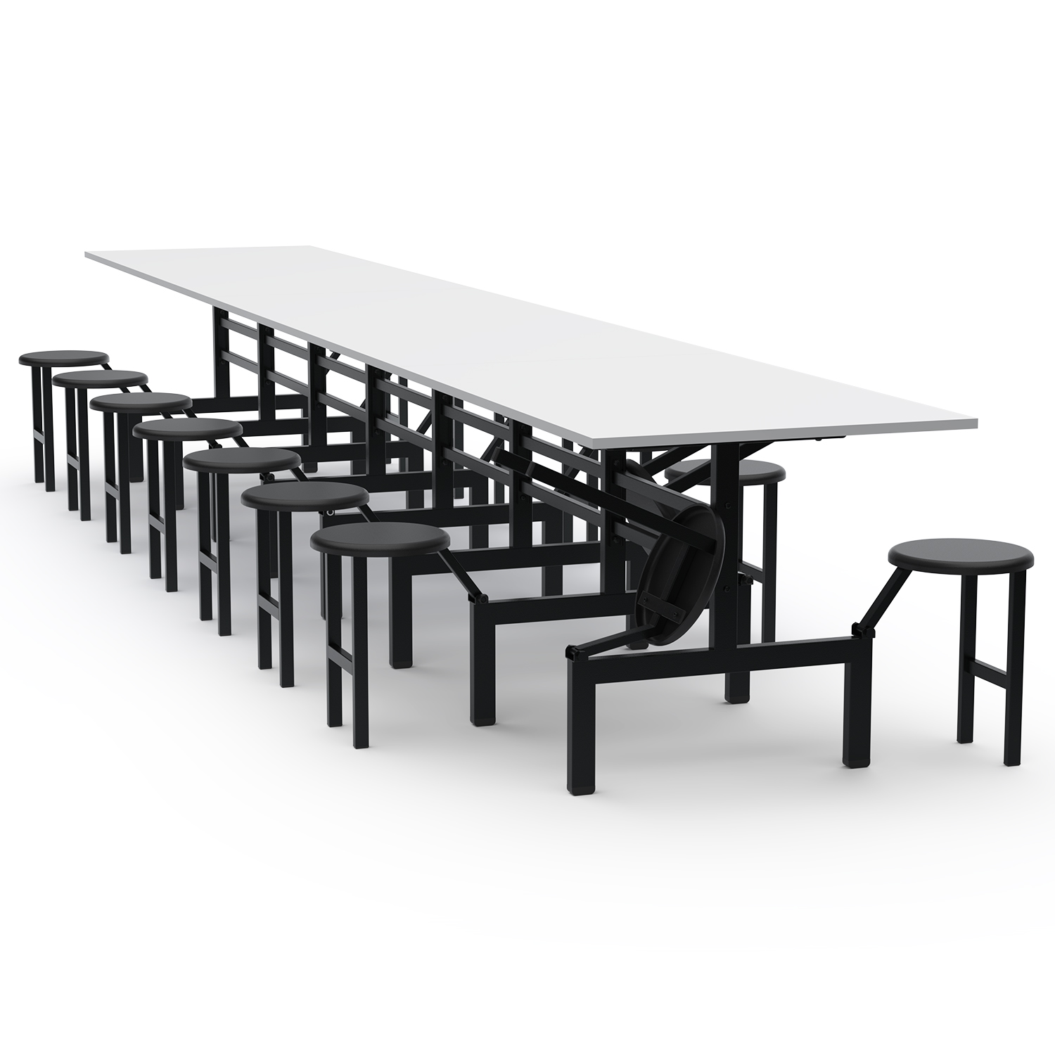 MESA REFEITÓRIO C/ ASSENTO ESCAMOTEÁVEL - TAMPO MDF - 16 LUGARES PP