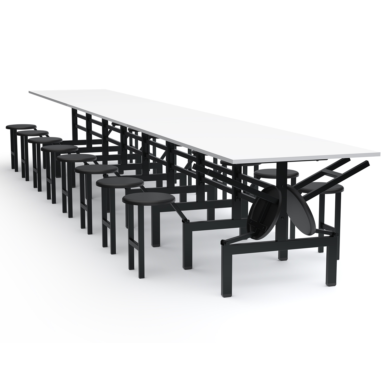MESA REFEITÓRIO C/ ASSENTO ESCAMOTEÁVEL - TAMPO MDF - 18 LUGARES PP