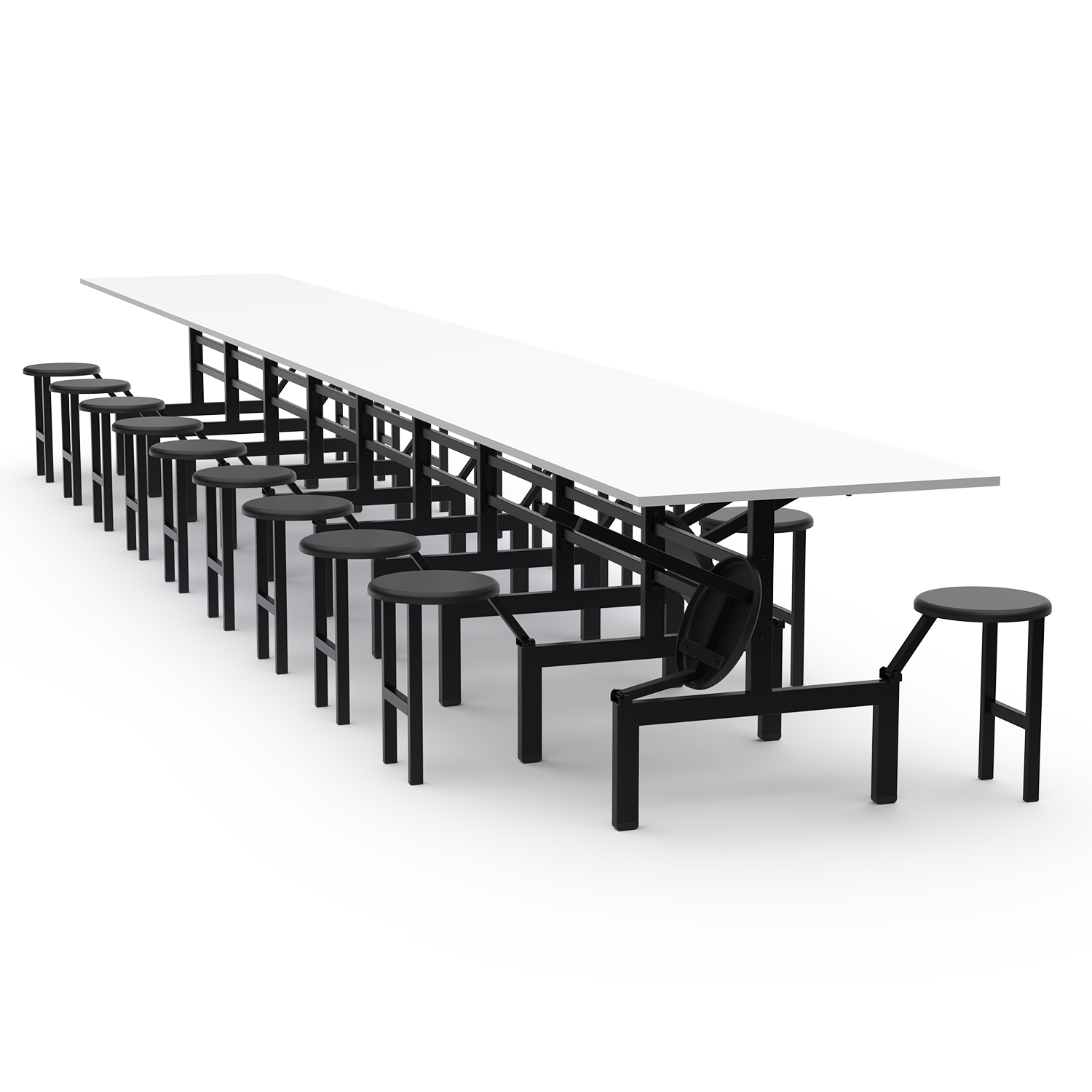 MESA REFEITÓRIO C/ ASSENTO ESCAMOTEÁVEL - TAMPO MDF - 20 LUGARES PP