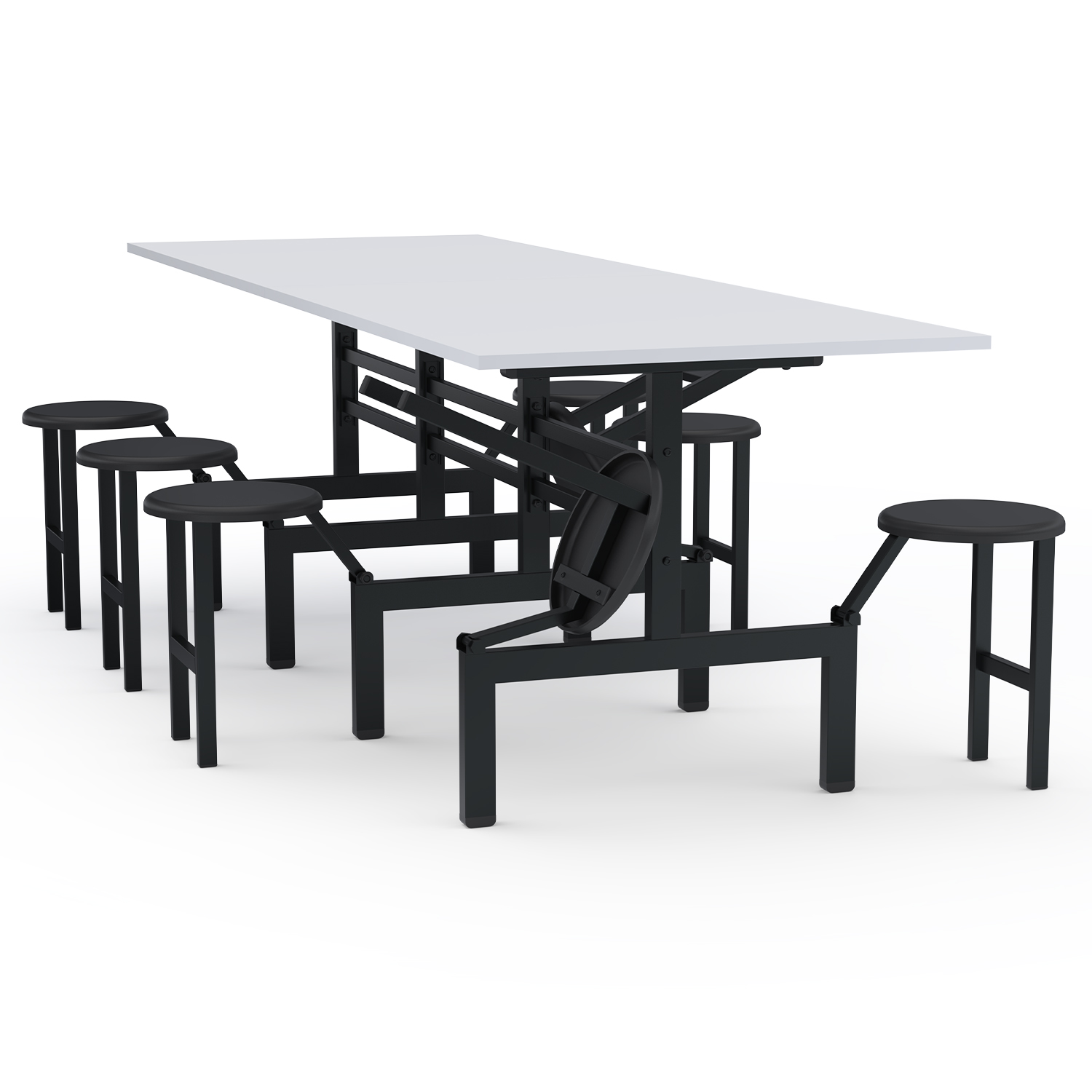 MESA REFEITÓRIO C/ ASSENTO ESCAMOTEÁVEL - TAMPO MDF - 08 LUGARES PP